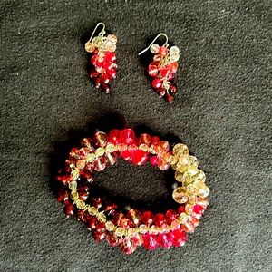 White house black market pink earrings and bracelet